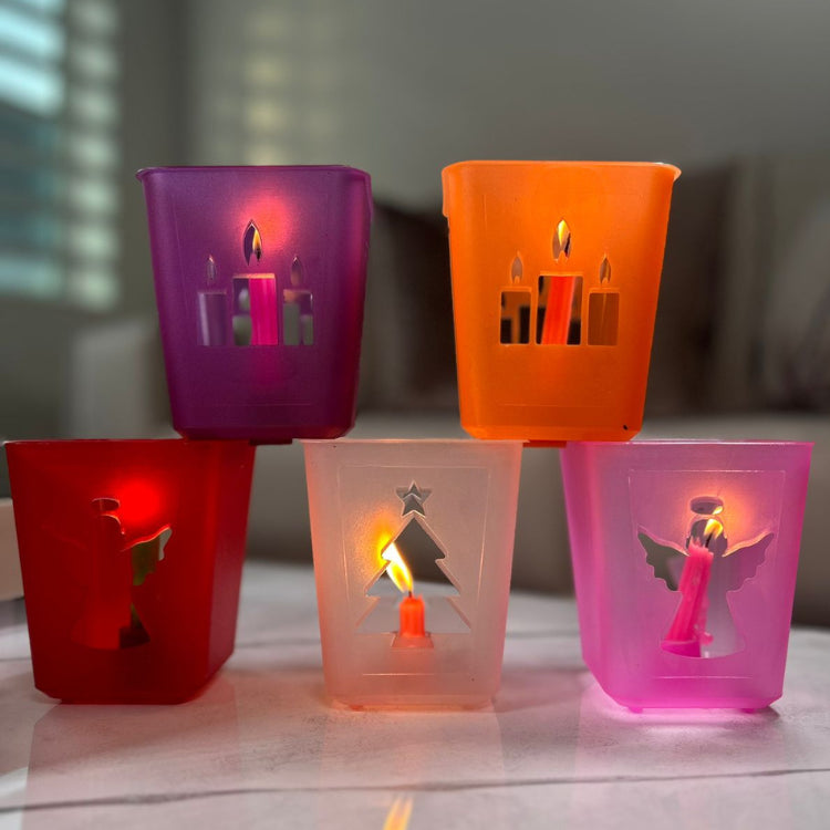 FAROLES NAVIDEÑOS CAJA X 6 UNIDADES ¡GRATIS VELAS!