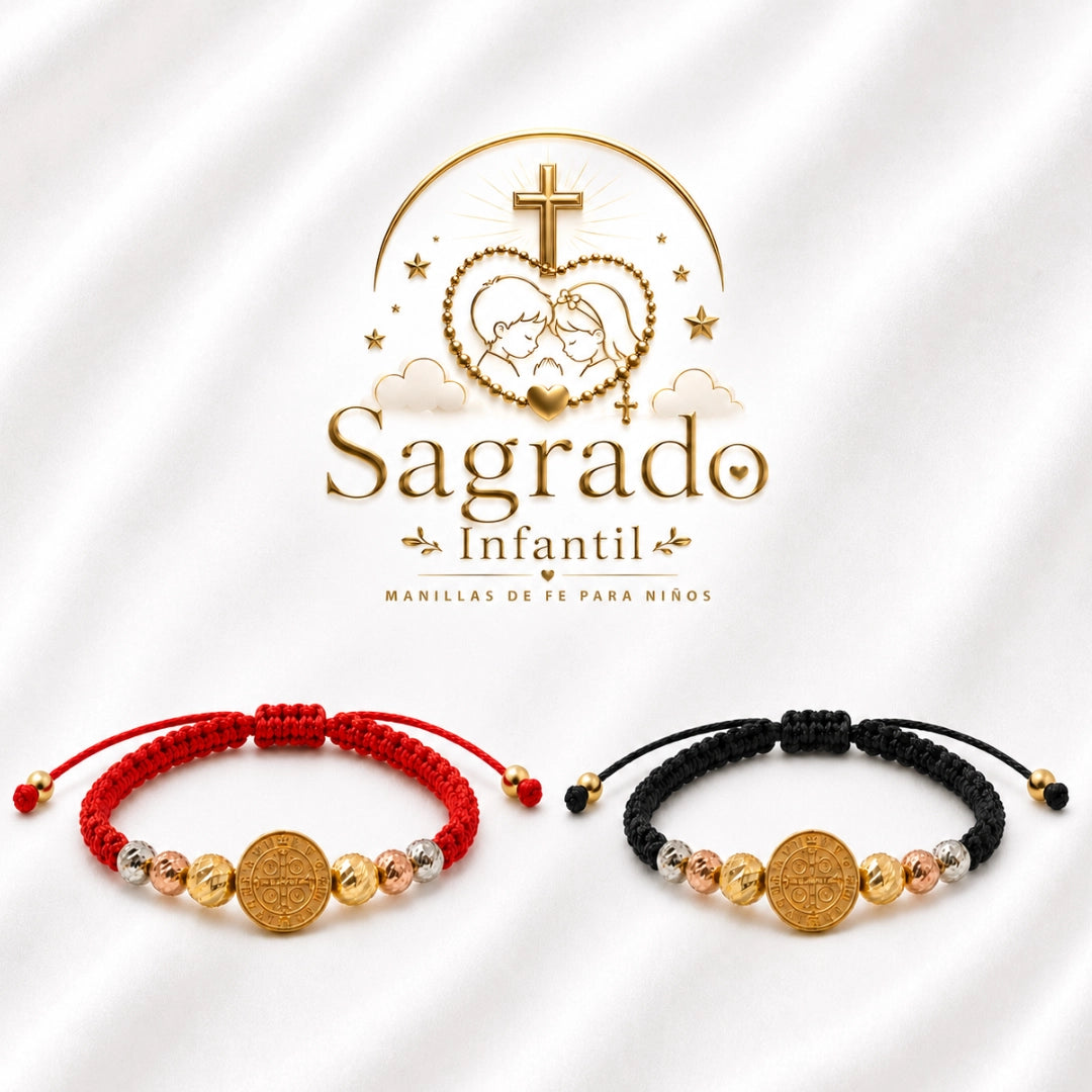 Manilla San Benito Protector 3 Oros | Para Bebes y Niños