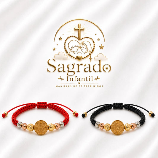 Manilla San Benito Protector 3 Oros | Para Bebes y Niños