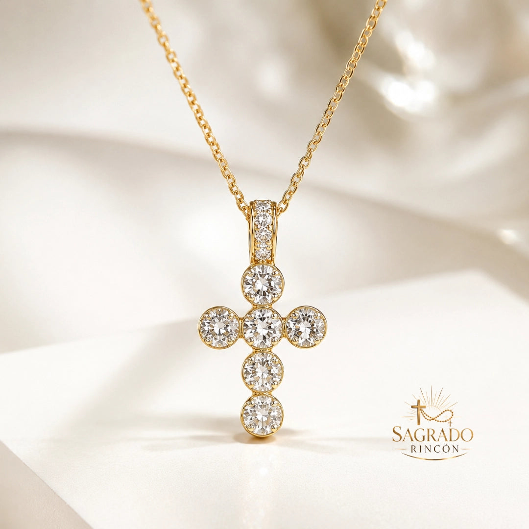 Collar Cruz Celestial | Baño en Oro 18K | Zircones brillantes