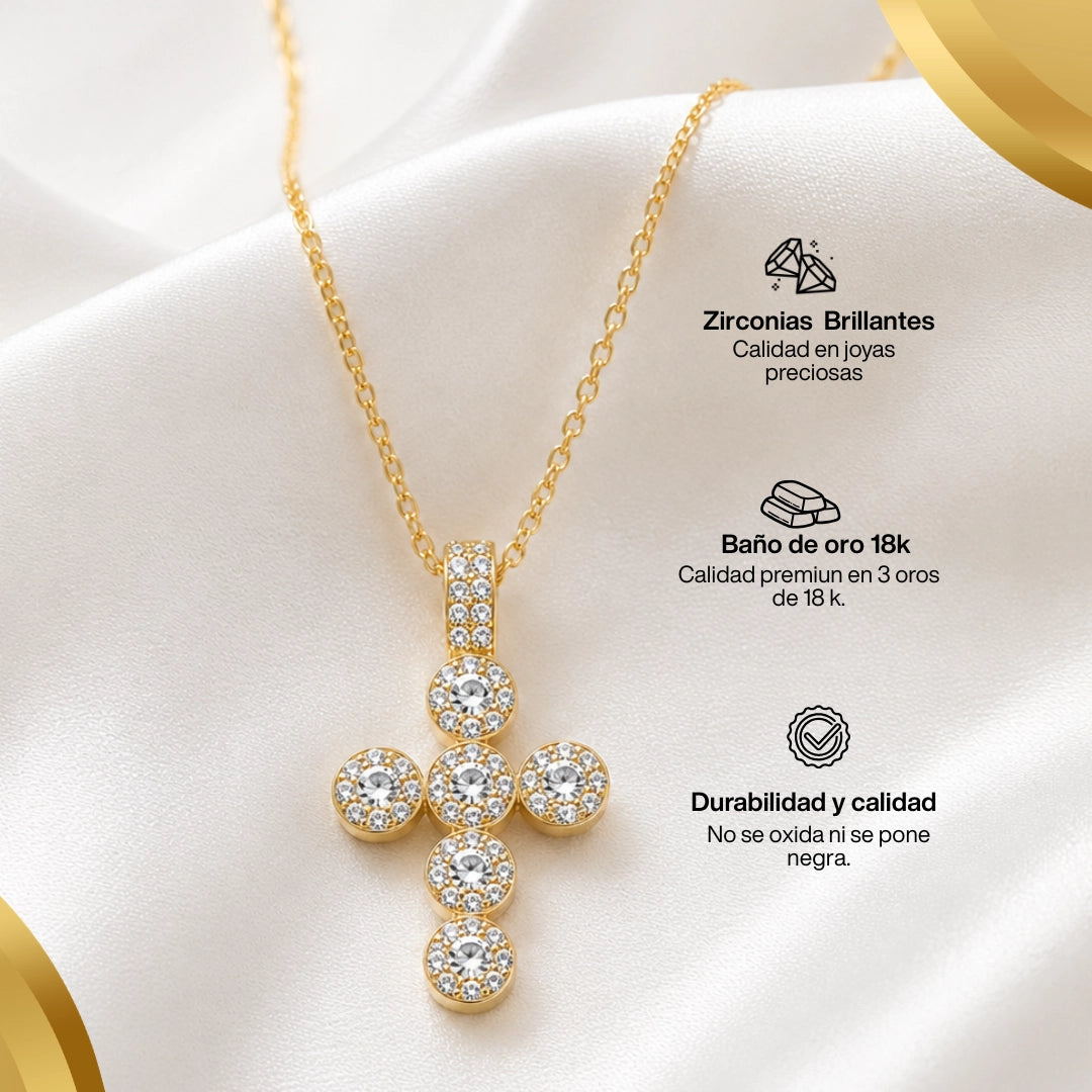 Collar Cruz Celestial | Baño en Oro 18K | Zircones brillantes