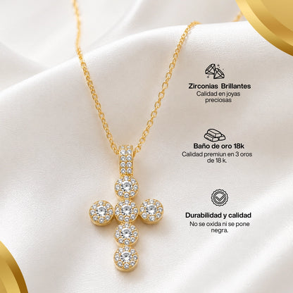 Collar Cruz Celestial | Baño en Oro 18K | Zircones brillantes