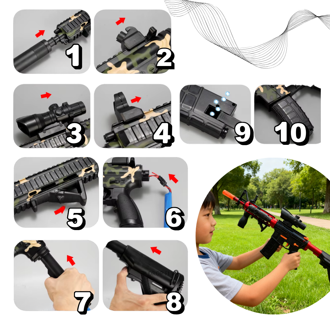 PISTOLA DE HIDROGEL MODELO: FUSIL M4A1 + 10.000 BOLITAS ¡GRATIS!
