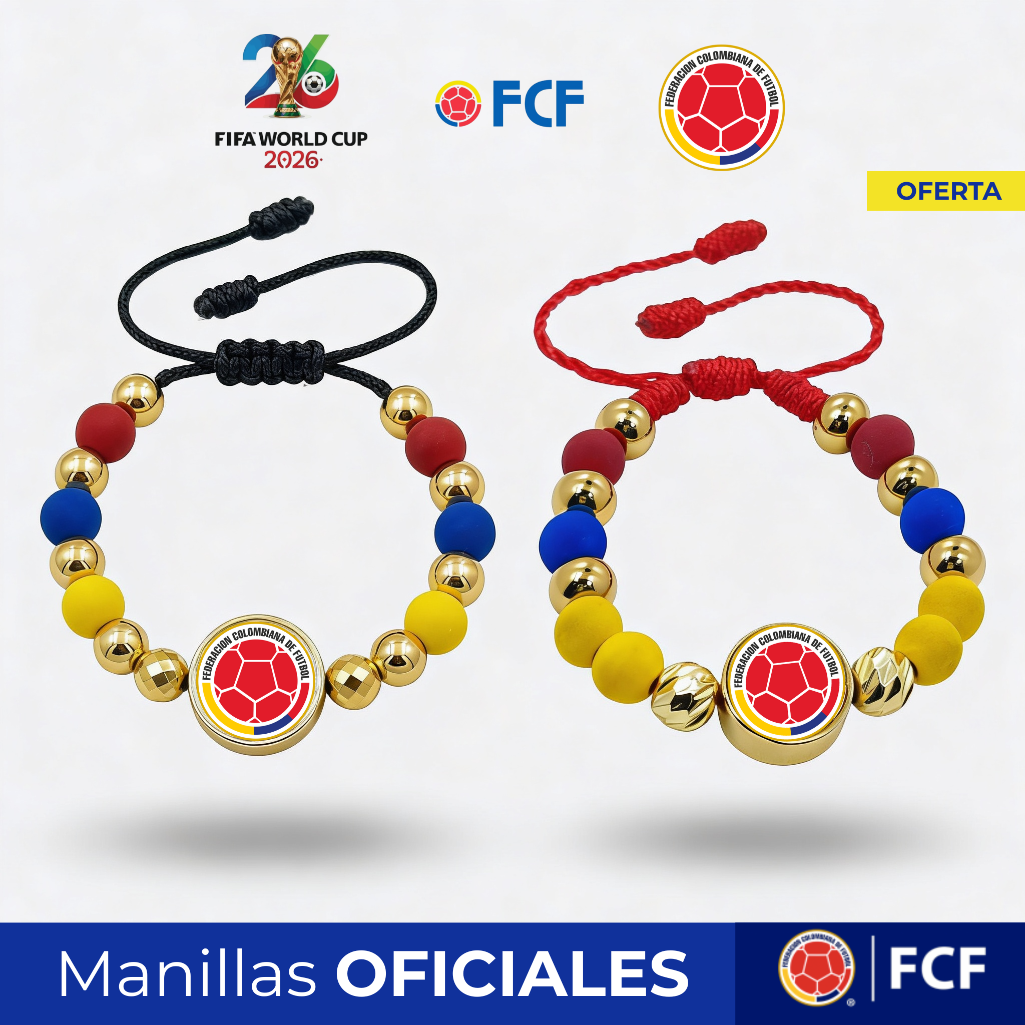 Manilla oficial Selección Colombia baño de oro 18k